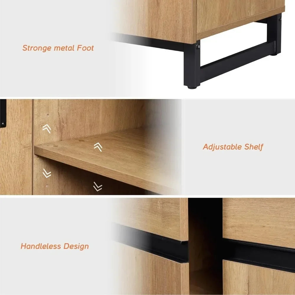 Multifunctional Sideboard Buffet Cabinets,Modern Sideboard with Adjustable Shelf and Metal Base,Coffee Bar Cabinet Storage