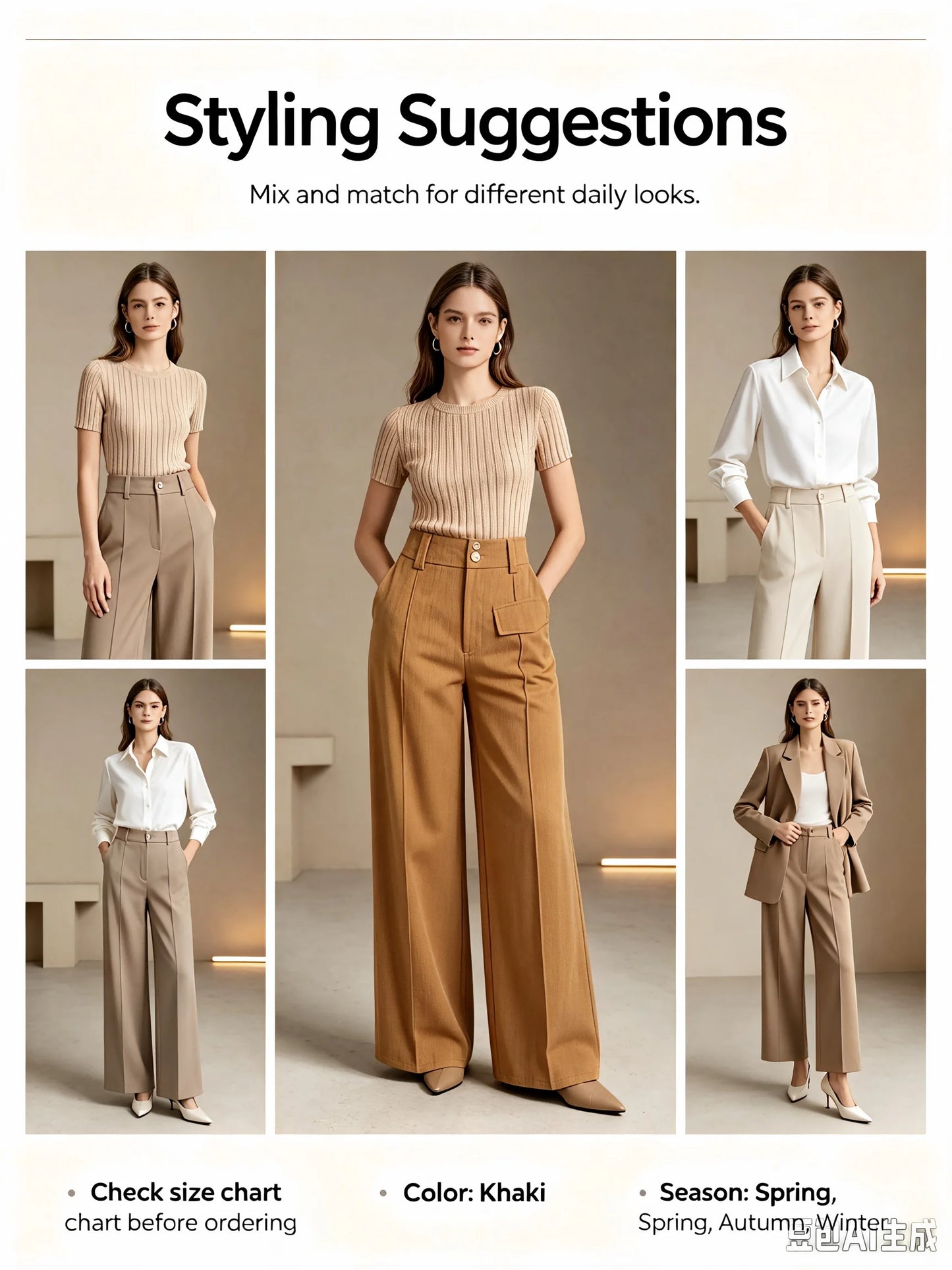Women's High Waist Corduroy Wide Leg Pants Casual Loose Fit Trousers with Pockets Streetwear