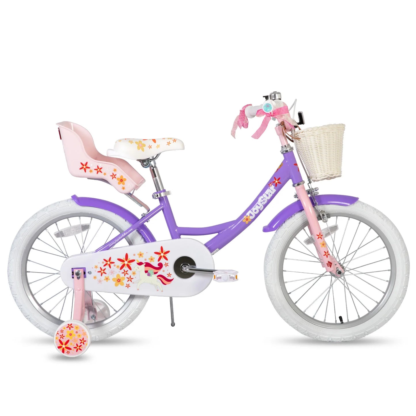 JOYSTAR Kids Bike for Girls Ages 2-9 Years Old, 12 14 16 18 Inch Kids Bike with Training Wheels, Doll Seat, Streamers and Basket