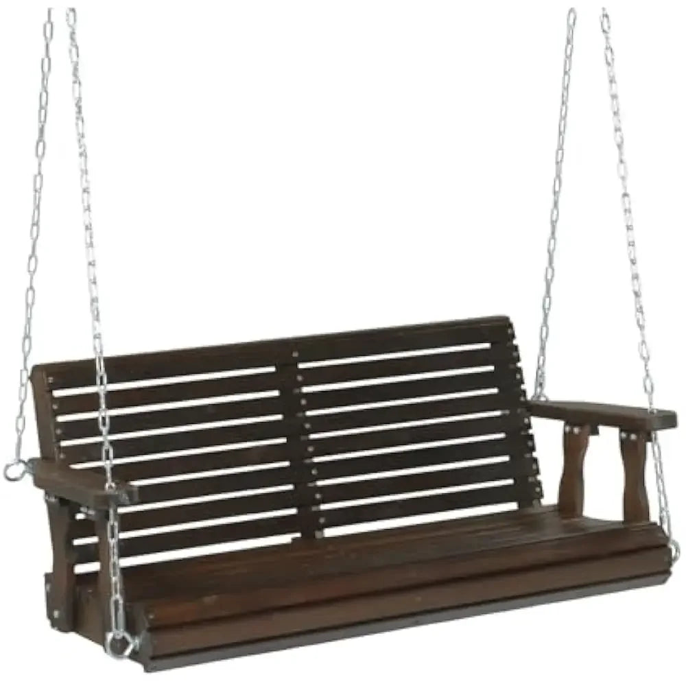 Upgraded wooden porch swings for courtyards and gardens, heavy-duty 880 pound outdoor swing benches with hanging chains