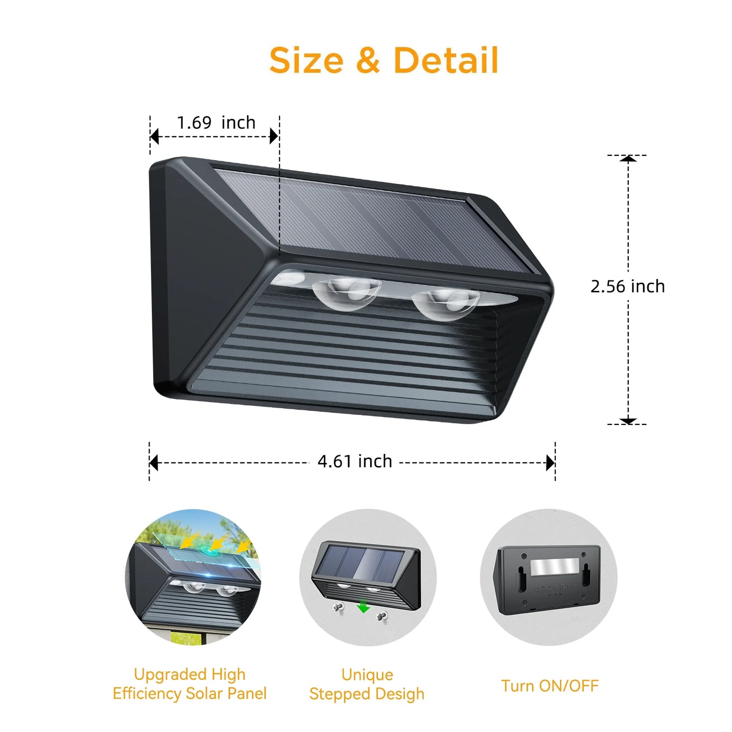 4-Pack Solar Fence/Step Lights, Cool/Warm White LED, for Walls/Stairs/Yards/Pools