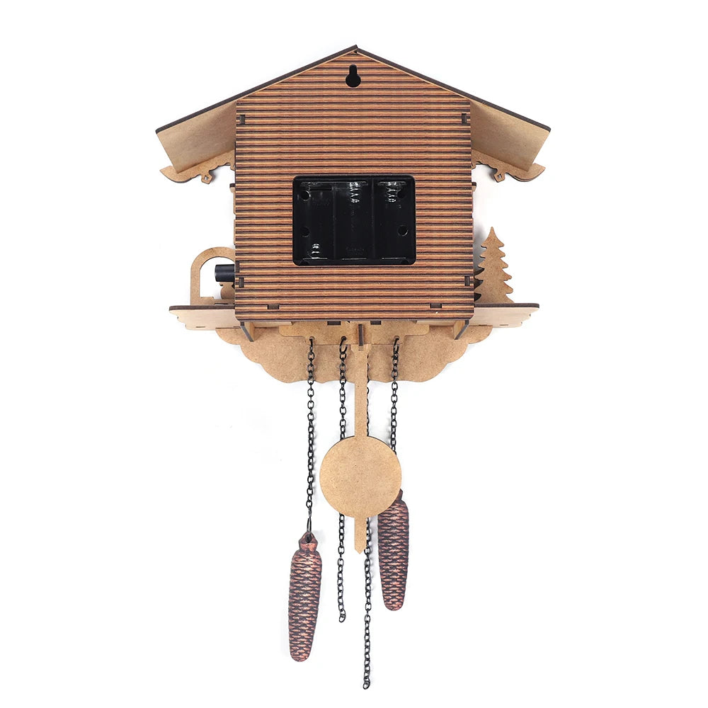 Creative Bird Cuckoo Wall Clock with Swing & Auto Wings - Wooden Quartz Home Decor, Battery Operated (RC-02)