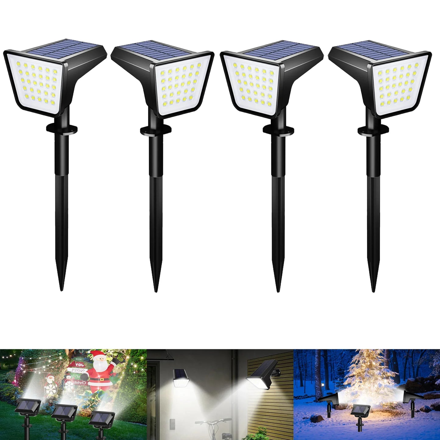 4 Pack Waterproof Outdoor Solar Street Lights, Garden Spotlights for Yard Terrace Landscape Decoration