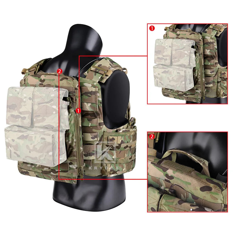 KRYDEX 500D Tactical CPC Vest Plate Carrier Heavy Duty Modular MOLLE Vest Mag Pouch Cage Hunting Airsoft Paintball Armor Vest
