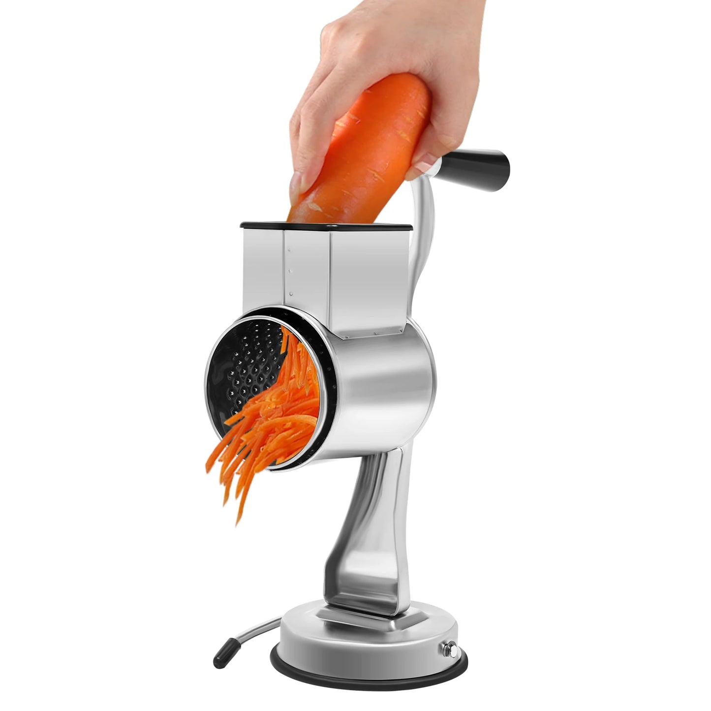 Upgrade Stainless steel Rotary Vegetable Cheese Grater Potato Slicer Rotary Handheld Grater with 5 Blades Dishwasher Safe
