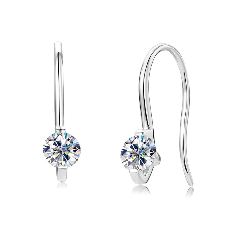 OXTAO 925 Sterling Silver Hook Earrings For Women 4mm Moissanite Dangle Ear Simple Elegant Jewelry Party Daily Wear 2025 Trendy