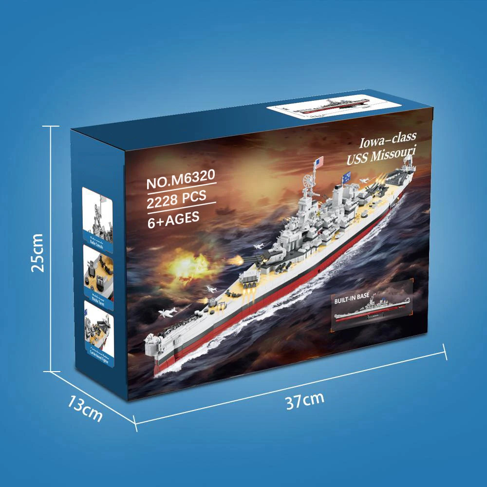 2228PCS USS Missouri battleship building block kit, large battleship model building block kit, adult warship collection, enthusi