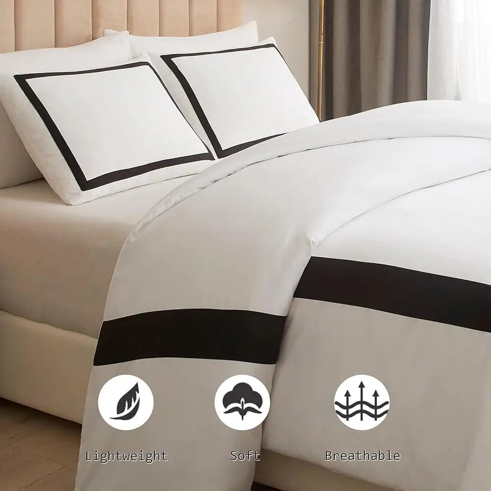 Microfiber Duvet Cover Set Queen Size 3Pcs Ultra Soft Breathable Bedding Collection with Zipper Closure and Pillow Shams