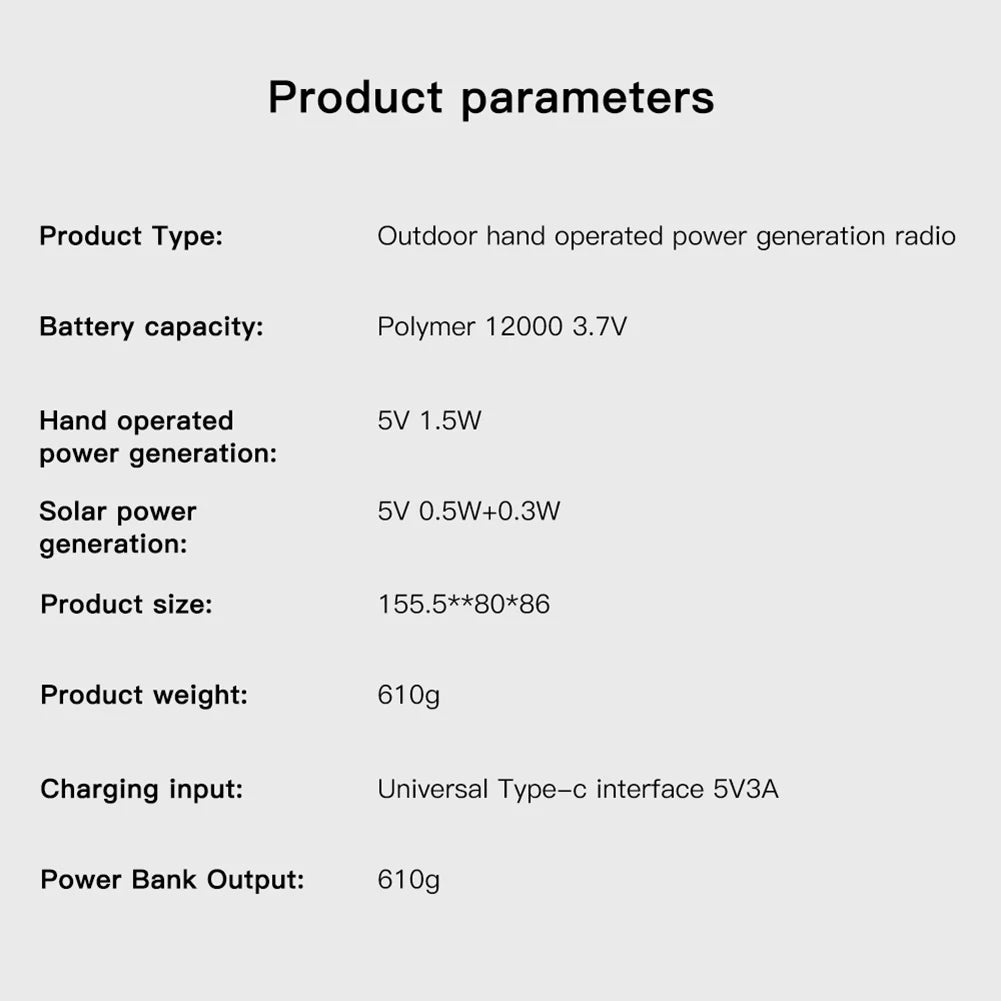 12000mAh AM/FM/NOAA emergency radio survival with crank battery operated radio solar Hand Crank SOS Alarm small portable radio