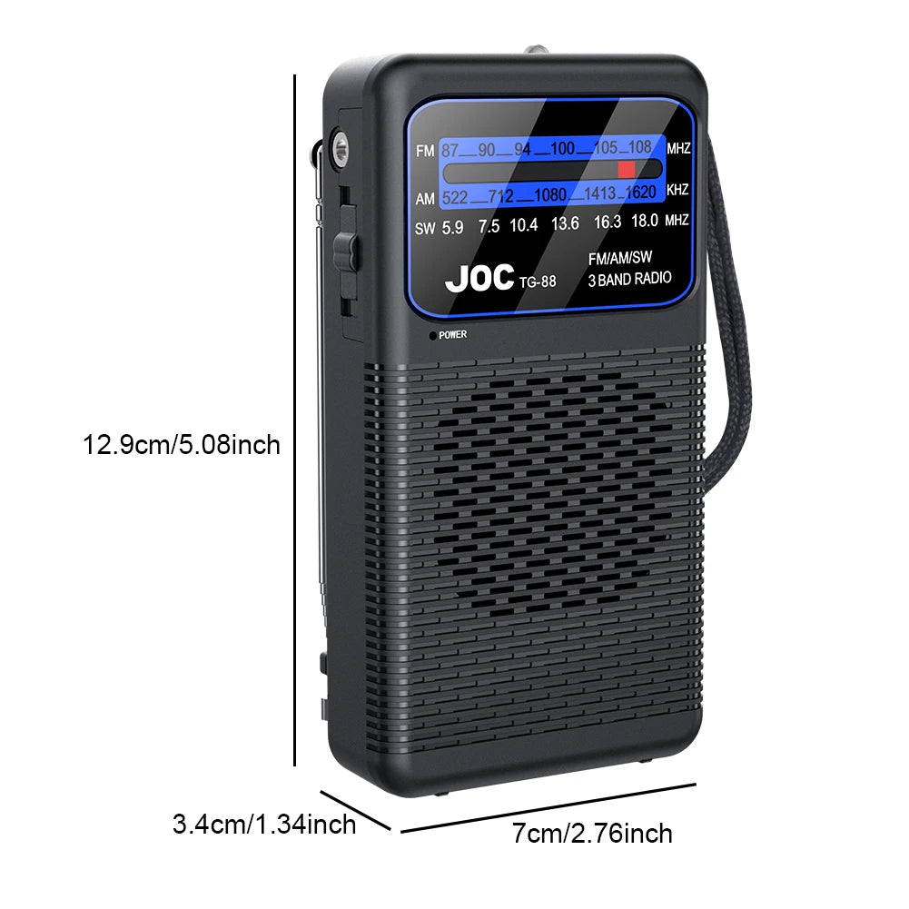 Portable AM/FM/SW Radio Battery Operated Radio with Earphone Jack Pocket Radio Small Radio for Outdoor Camping Emergency