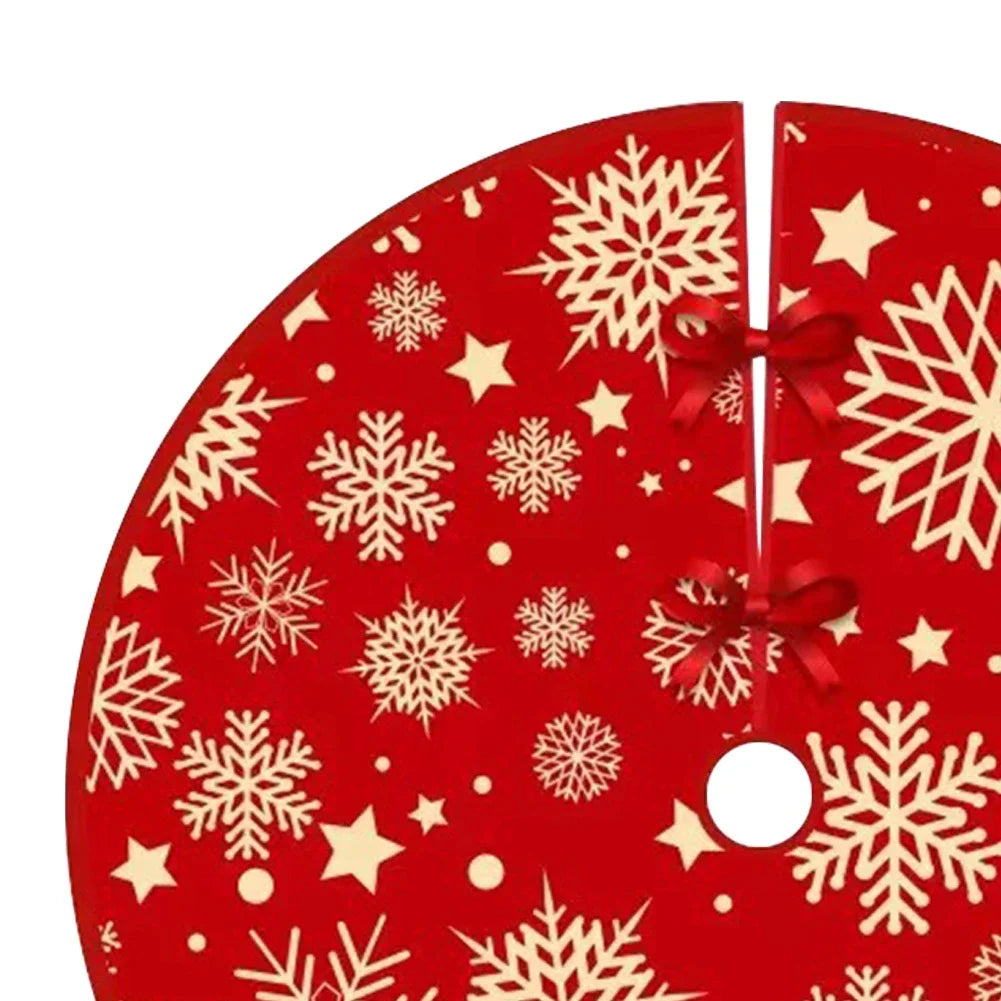 35.4inch Christmas Tree Skirts Snowflake Pattern Red Xmas Tree Mat Christmas Tree Decoration Merry Christmas Decoaration