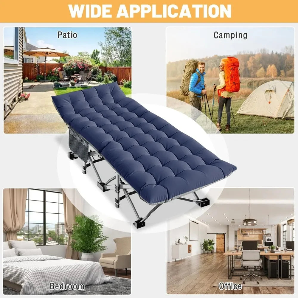Folding Camping Cot with Mattress, 2 Pack Heavy Duty Folding Cot for Adults, Portable Sleeping Cot Bed Adults Outdoor Bedwith