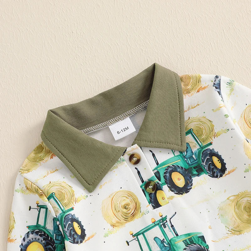 Baby Boys 2-Piece Set Dinosaur Print Hooded Sweatshirt Long Sleeve Top and Pants Outfits for Toddler Boys