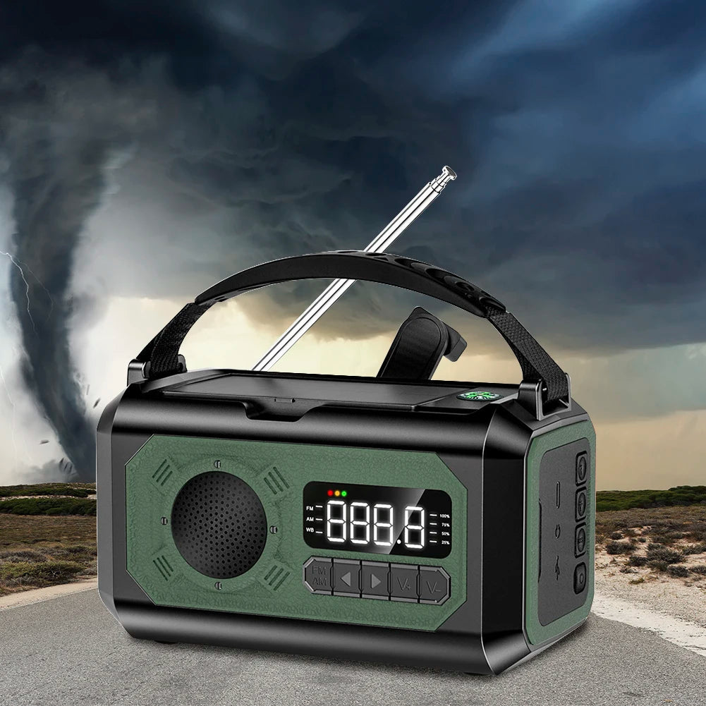 12000mAh AM/FM/NOAA emergency radio survival with crank battery operated radio solar Hand Crank SOS Alarm small portable radio