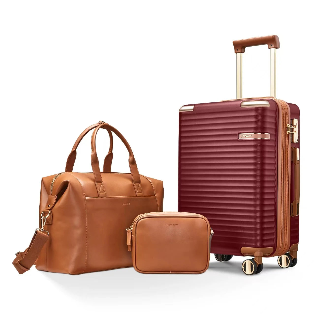 Joyway Luggage Sets, Expandable Hard Shell Suitcase Set,TSA Lock, Spinner Wheels, Leather Travel Tote Bag and Small Cosmetic Bag