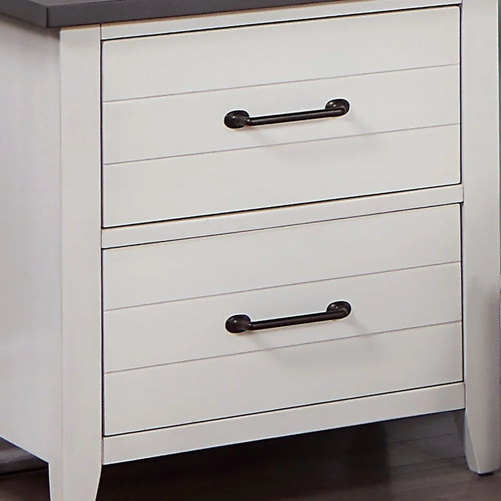 Modern 2-Drawer Nightstand with Brass Pulls Durable Wood Construction Ample Storage Space Bedroom Furniture Preassembled Design