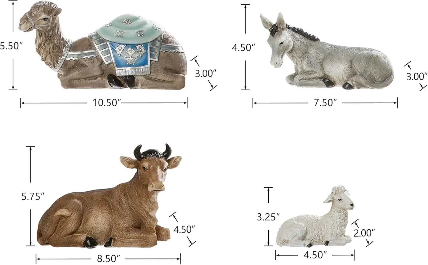 Glitzhome 12Pcs Deluxe Blue Resin Nativity Figurines Set Christmas Ornaments Xmas Tabletop Scenes Figures Set Collectibles Count