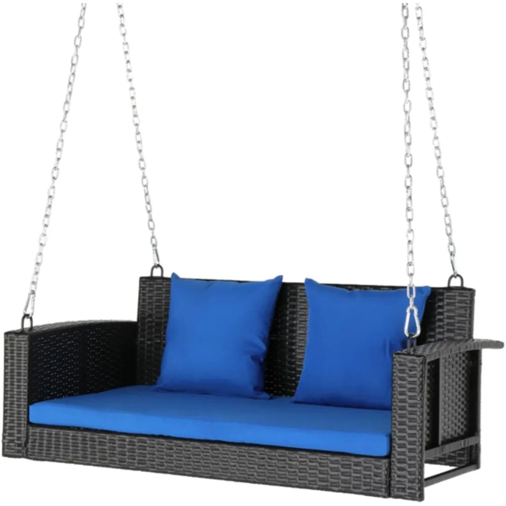 4FT Hanging Porch Swing Bench for 2 Persons with Cusions and Chains for Patio Outdoor Deck Back Yard Garden Under Tree Holds 800