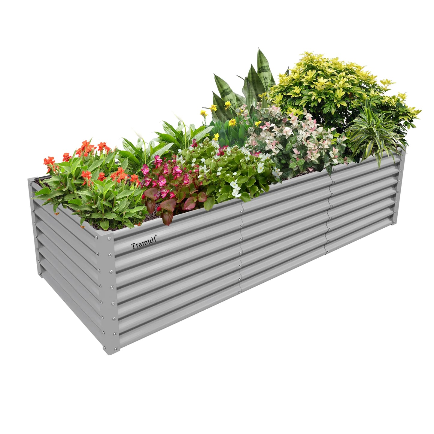 8x3x2FT Galvanized Raised Garden Bed Kit Rectangular Metal Planter Box Outdoor Planter Raised Beds for Vegetables Flowers Herbs