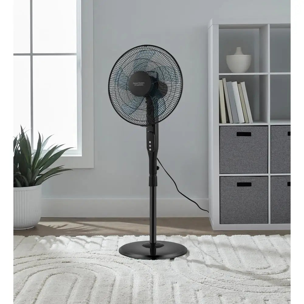16 Inch 12 Speed Oscillating Pedestal Fan Remote Control Adjustable Height Programmable Timer Indoor Cooling Free Standing