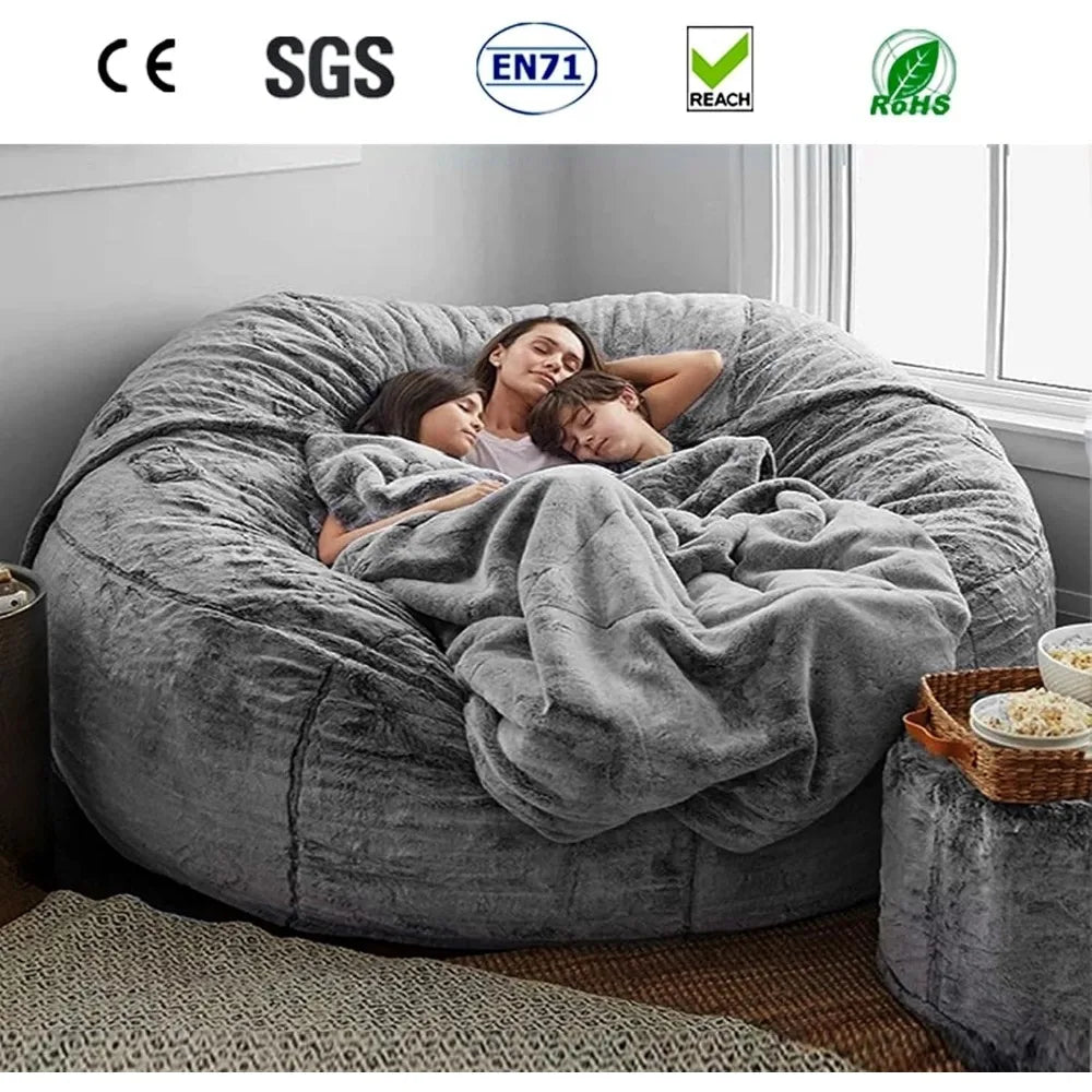 Giant Bean Bag Chair for Kids Adults, 6ft 7ft Bean Bag Chair (No Filler) Washable Jumbo Bean Bag Sofa Sack Chair Large Lounger F