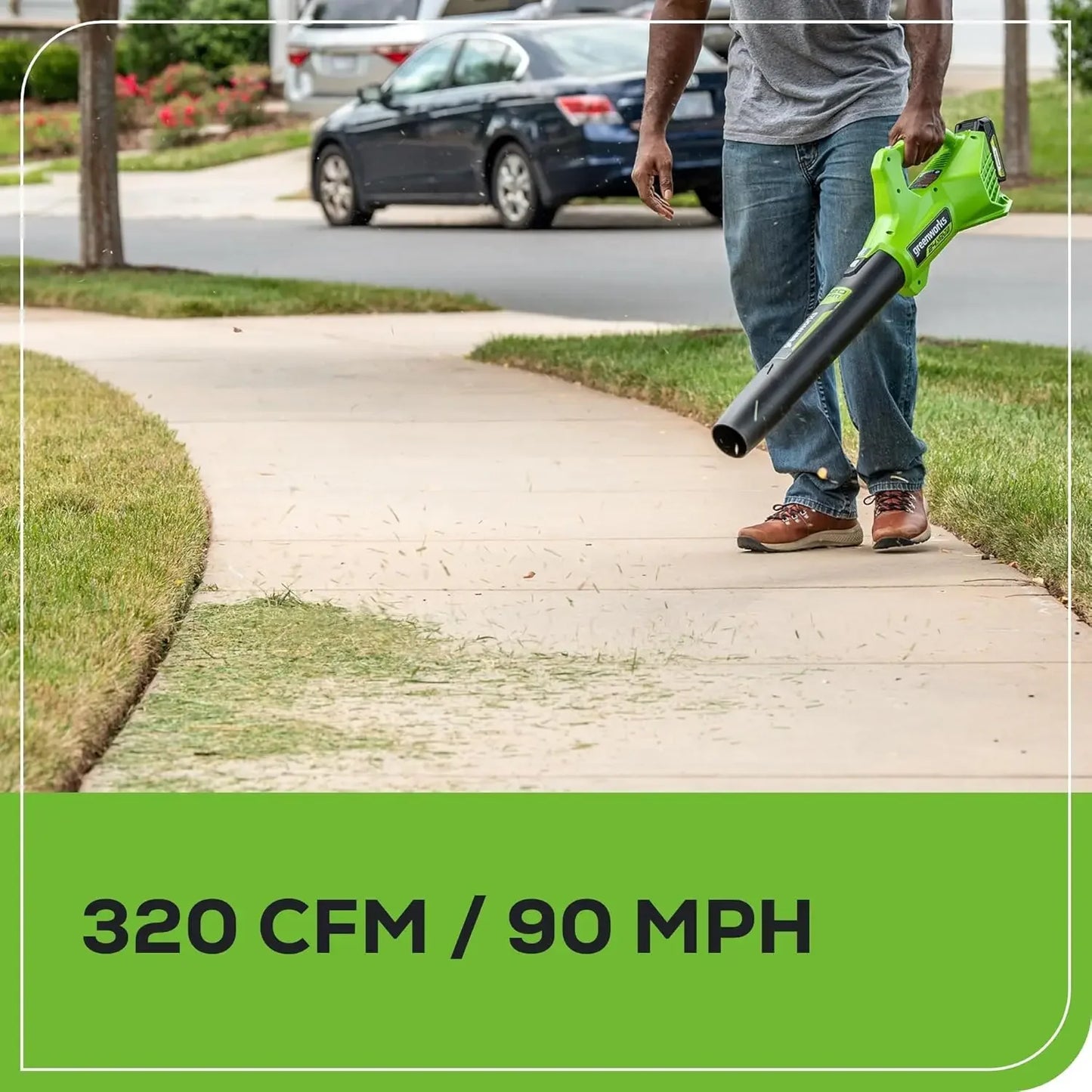 48V (2x24V) 17" Brushless Mower+12" String Trimmer +320CFM Blower,(2) 4.0Ah Batteries and 2A Dual Port Charger