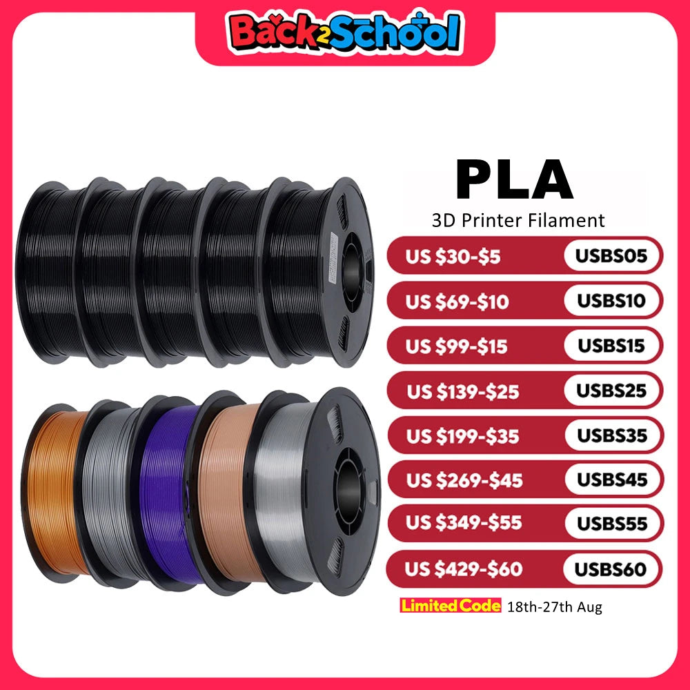 PLA Filament 1.75mm 5kg 10kg 3D Printer Filament Standard 1kg/roll Plastic Spool PLA Black Mix Color Print Material Free Shippin