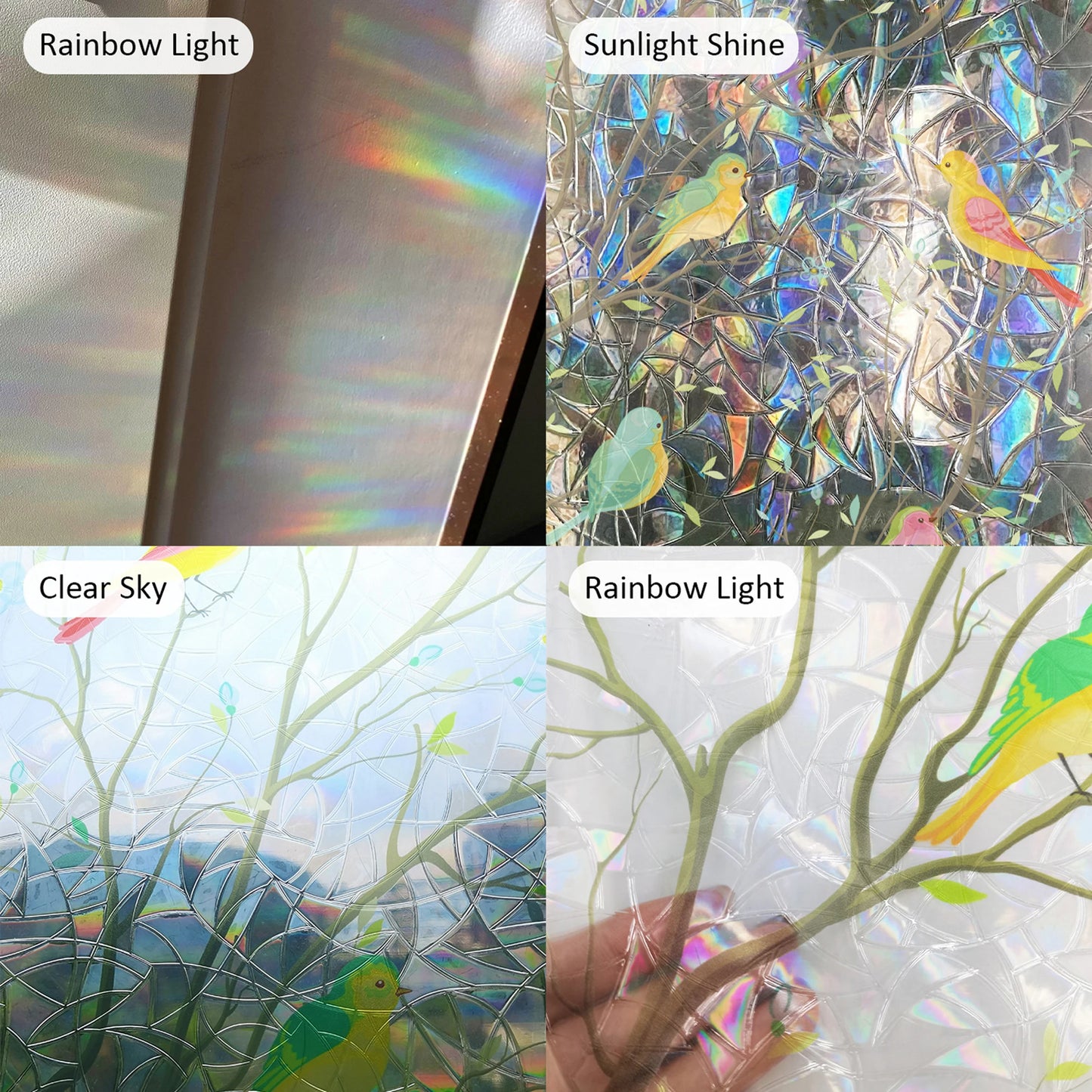 Window Clings Reflective DIY Birds Sun Catcher Window Sticker Home Decor for Glass Windows