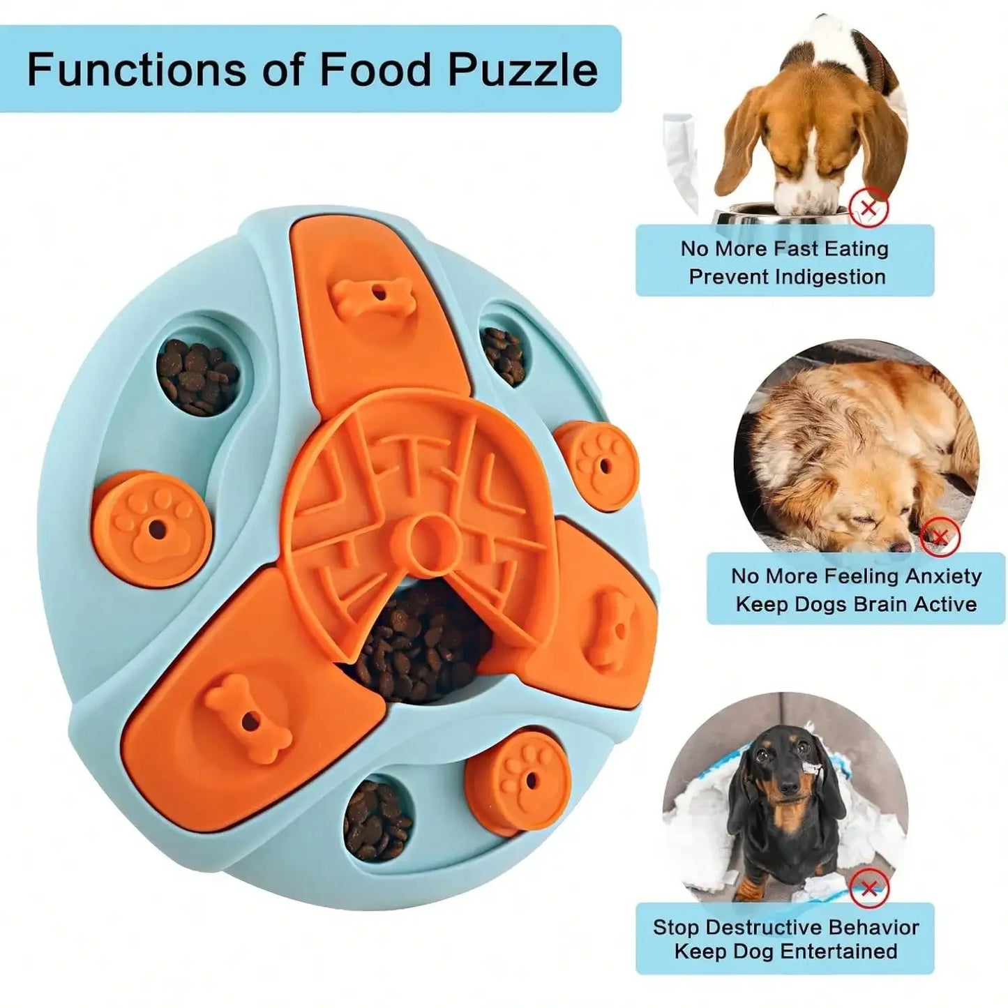 Pet Slow Feeders Toys, Interactive Pet games, Round Educational Toys, Dog Food Storage, Improve Pet IQ