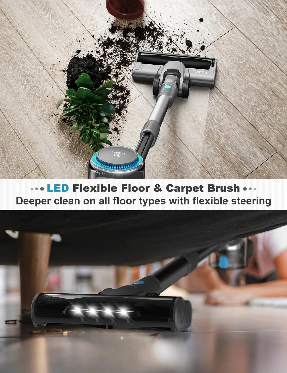 TASVAC I7 26Kpa Corded Vacuum Cleaner 600W Powerful Suction Motor 4 in 1 Stick Handheld Vaccum for Home Pet Hair Carpet Cleaning