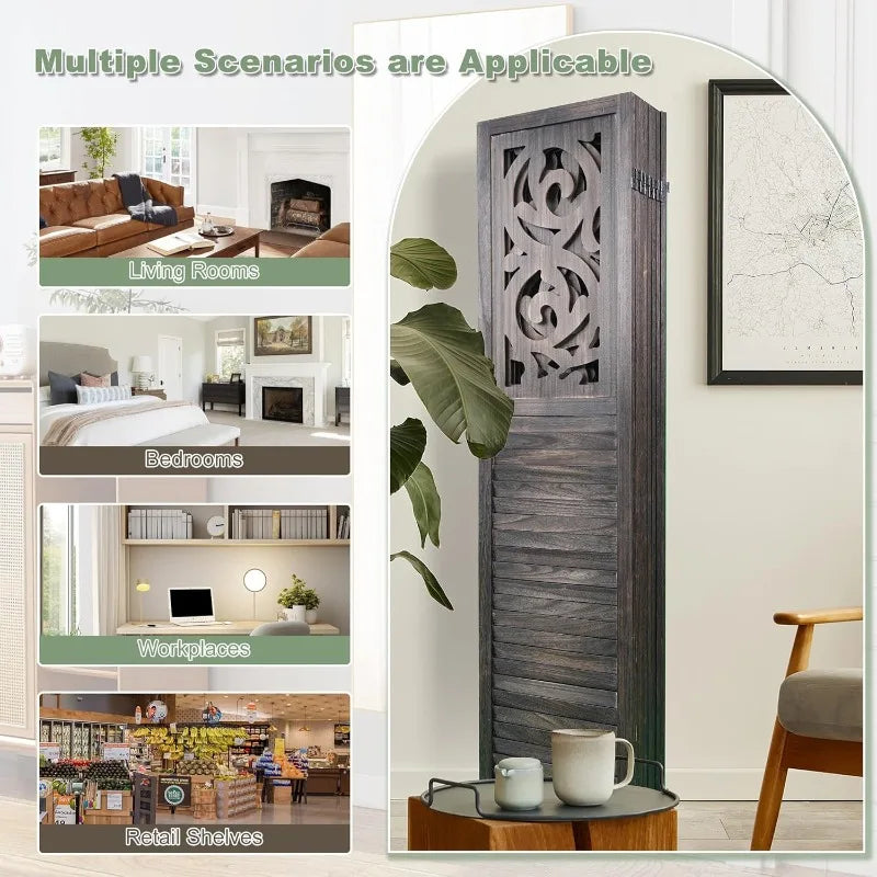 8 Panel Room Dividers 6FT Wall Divider Carved Wood Room Separator Folding Privacy Screens Cutout Design Foldable Partition Wall