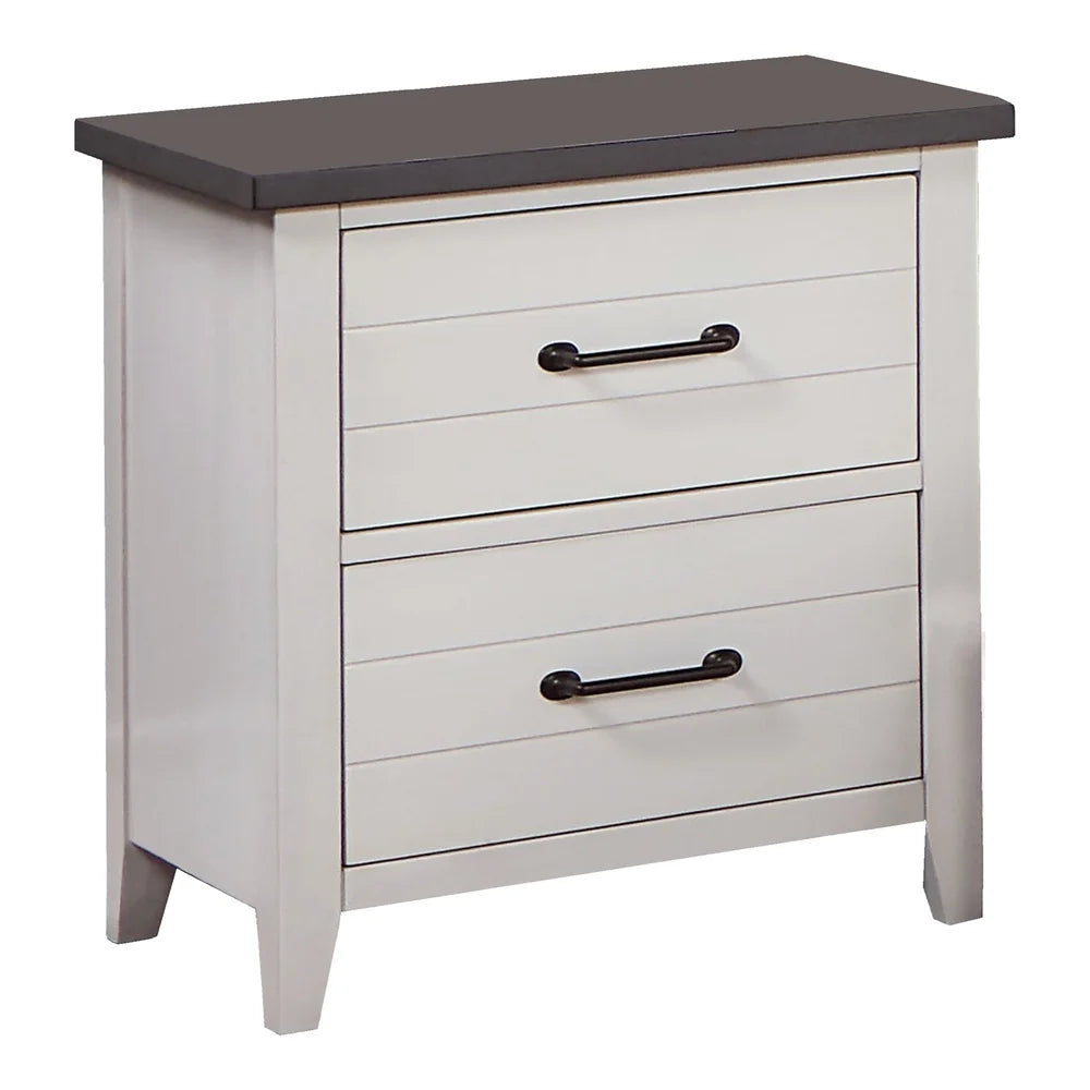 Modern 2-Drawer Nightstand with Brass Pulls Durable Wood Construction Ample Storage Space Bedroom Furniture Preassembled Design