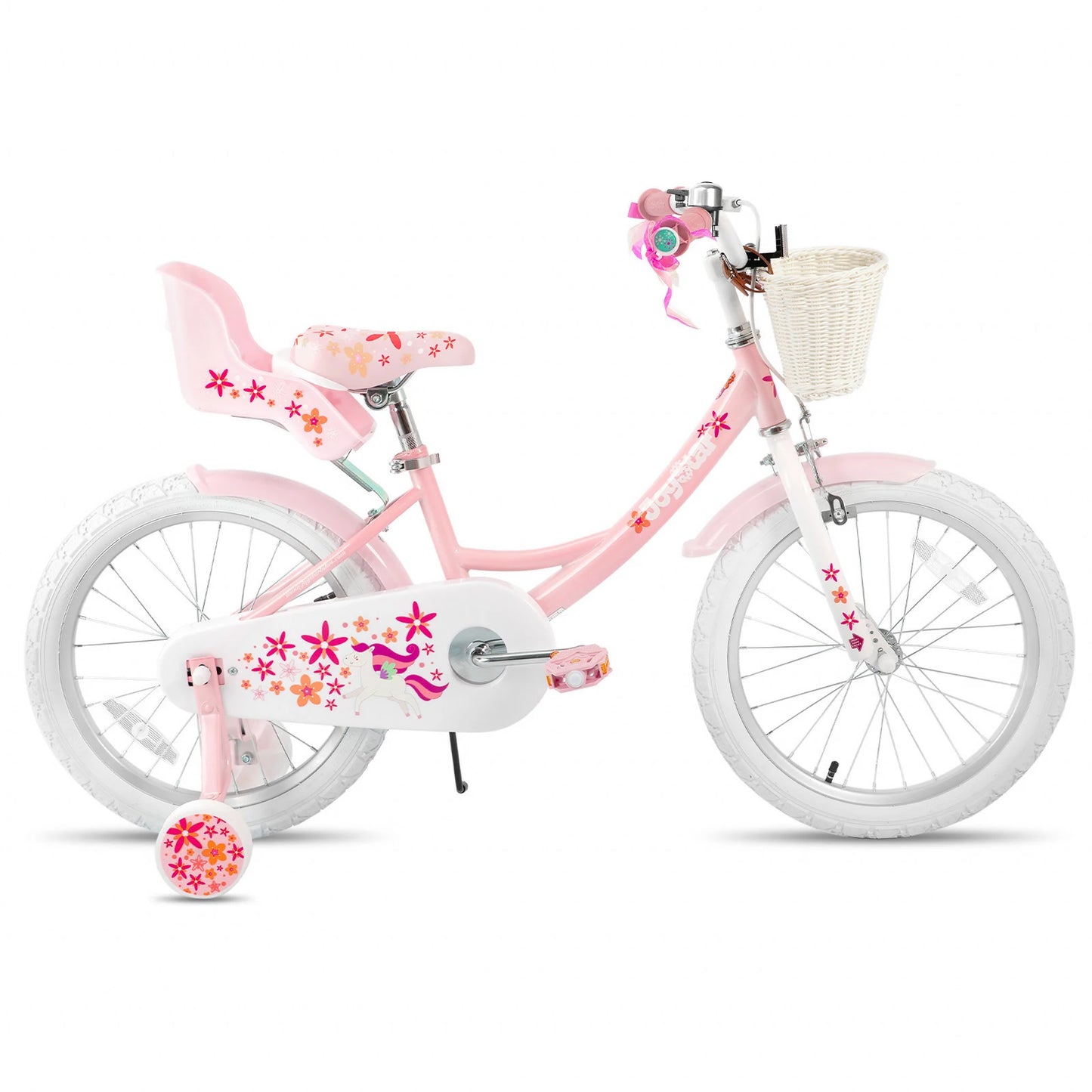 JOYSTAR Kids Bike for Girls Ages 2-9 Years Old, 12 14 16 18 Inch Kids Bike with Training Wheels, Doll Seat, Streamers and Basket