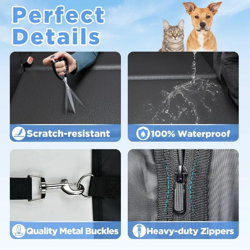 Back Seat Extender for Dogs, Waterproof Dog Car Seat Cover for Back Seat with Hard Bottom, 2025 Upgraded Material, Anti Scratch,