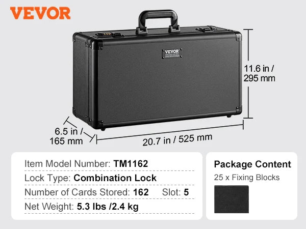 SucceBuy Graded Card Storage Box 4 Slots or 5Slots with Key Lock or Coded Lock Foam Dividers for 96/108/120/162 PSA Graded Cards