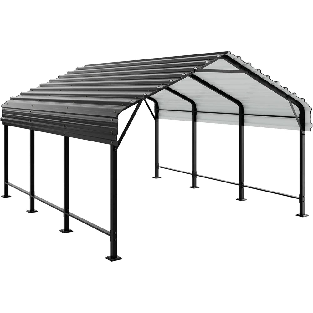 12X15 FT Carport, Heavy Duty Carports Canopys with Galvanized Steel Roof and Frame, Metal Carport Upgraded Extra Large Garage