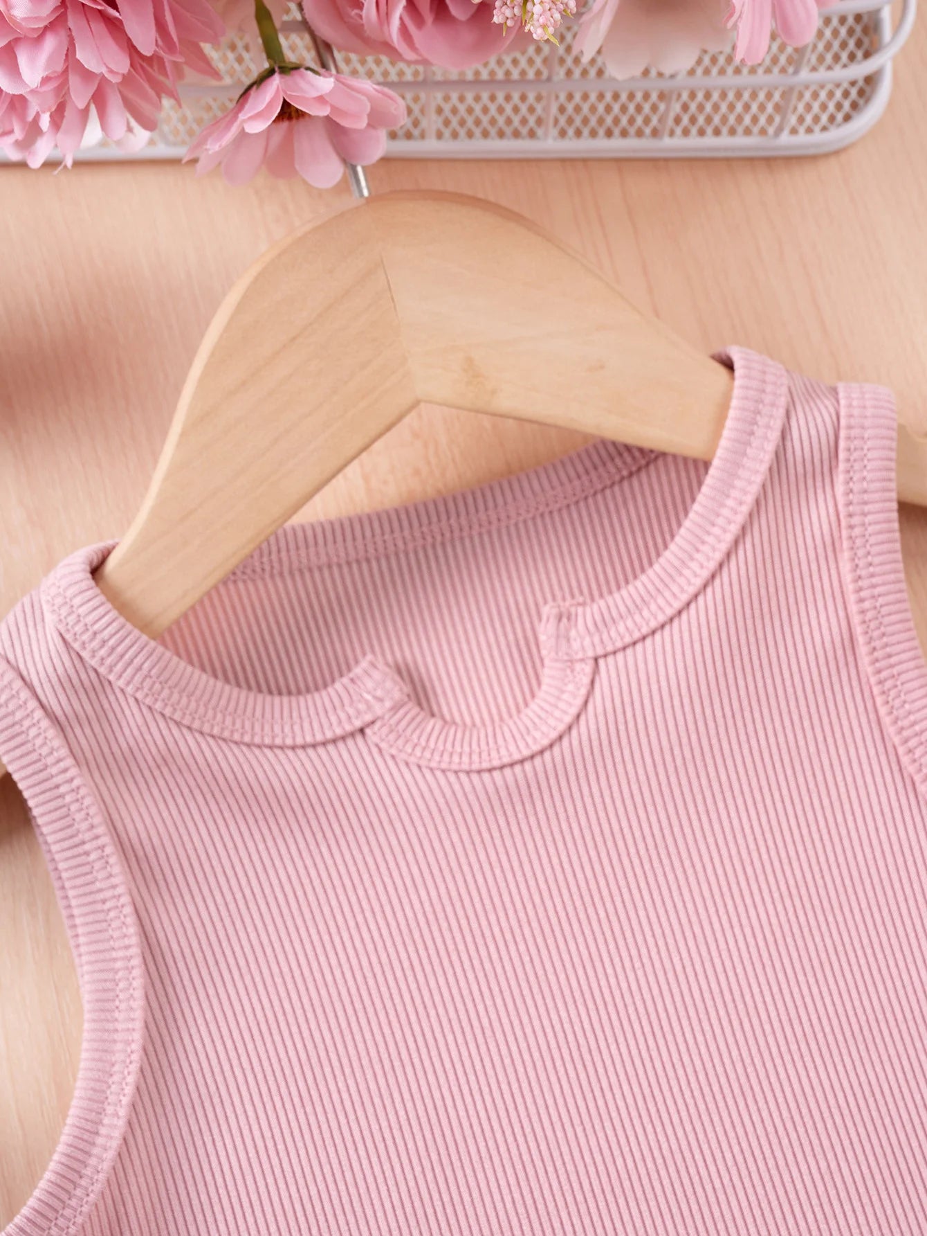 Summer Kids Baby Girls Summer Outfits Solid Color Notched Neck Tank Tops and Elastic Cute Bow Shorts Set Fashion Cute Clothes
