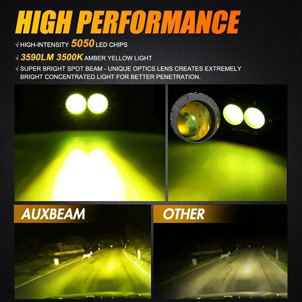 AUXBEAM 4 inch 60W LED Work Light LED Pod Driving Lamp 3000K/6500K Spot Light IP67 for Offroad Truck SUV 4WD ATV R4 SERIES