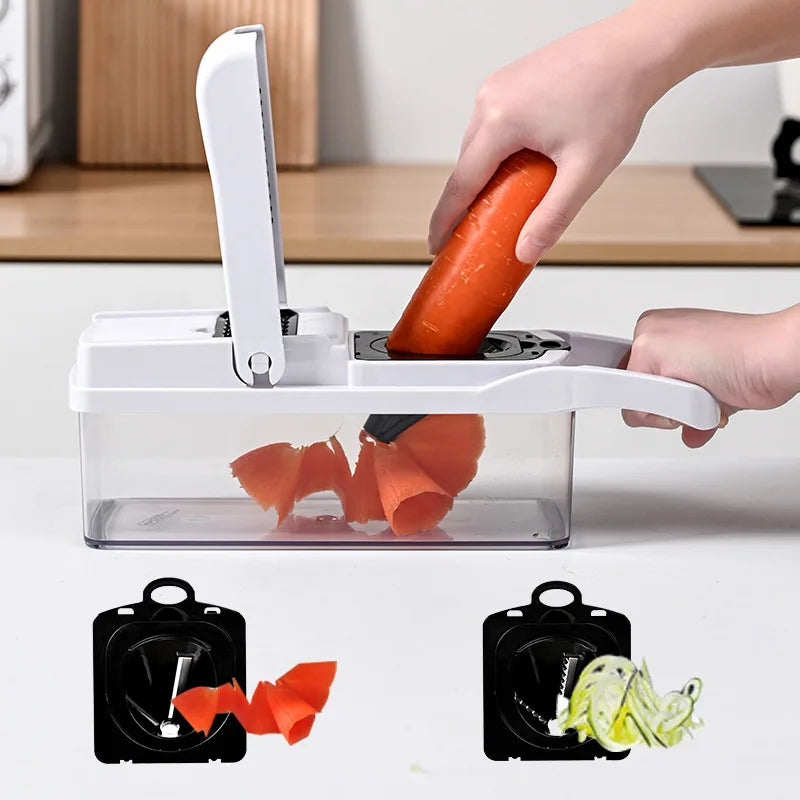 26 piece set of multifunctional vegetable slicer, household planer, kitchen cutting utensil, onion slicer, diced and diced