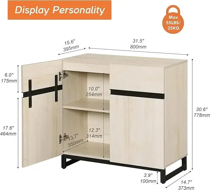 Multifunctional Sideboard Buffet Cabinets,Modern Sideboard with Adjustable Shelf and Metal Base,Coffee Bar Cabinet Storage