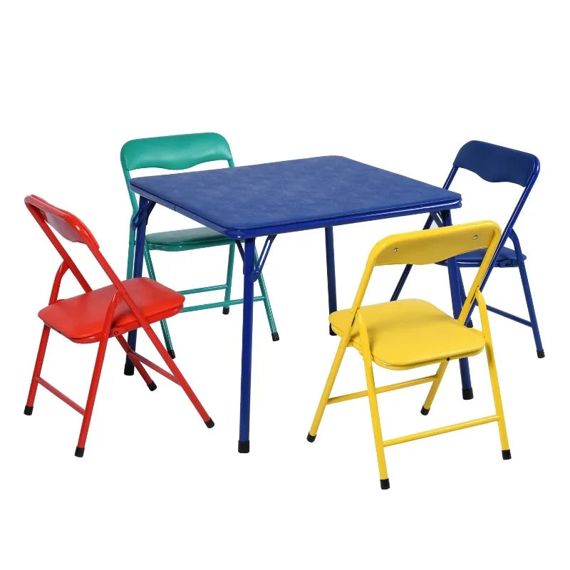Kids Game Card Table and Chair Set, 5-Piece Toddler Furniture for Playroom & Preschool