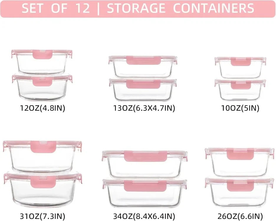 Best Seller 12 Pack Glass Storage Containers with Lids, Leak-Proof Meal Prep Containers, Dishwasher/Microwave/Oven/Freezer Safe