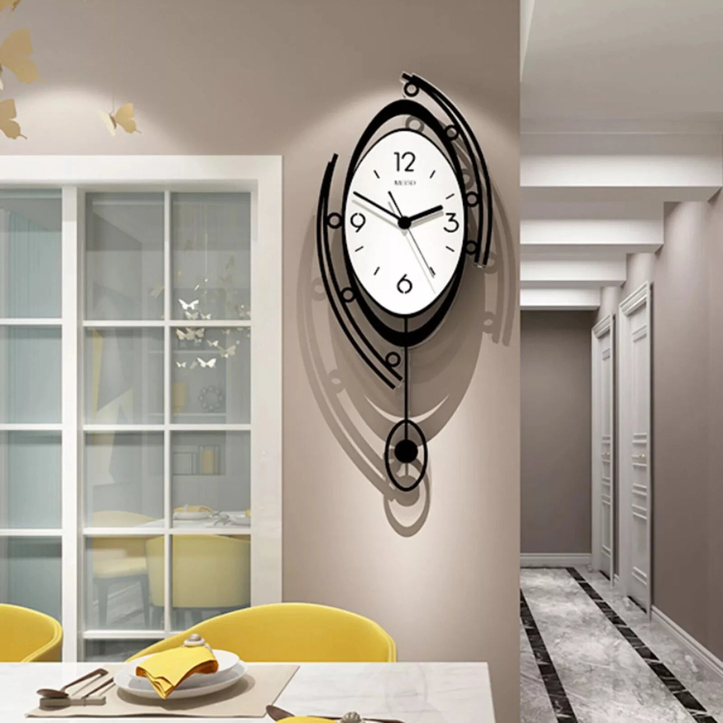 Large Nordic Round Clock: 3D Creative Design for Modern Living Room Decor