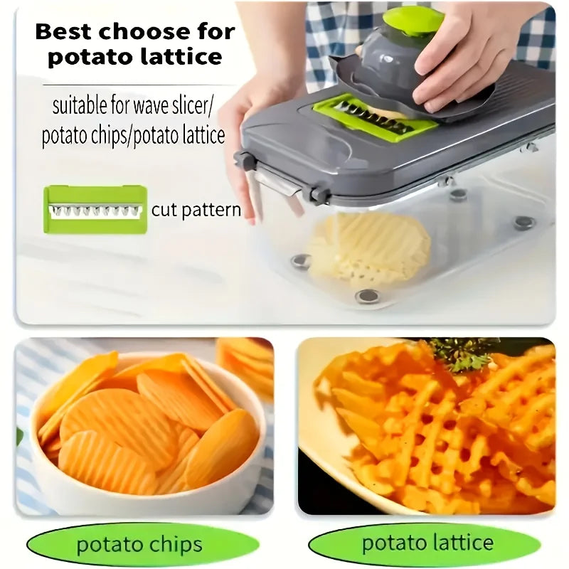 16pcs1pcs, Kitchen Companion -Multifunctional Vegetable Chopper, Fruit Slicer, Manual Food Grater, Onion Mincer, Potato Shredder