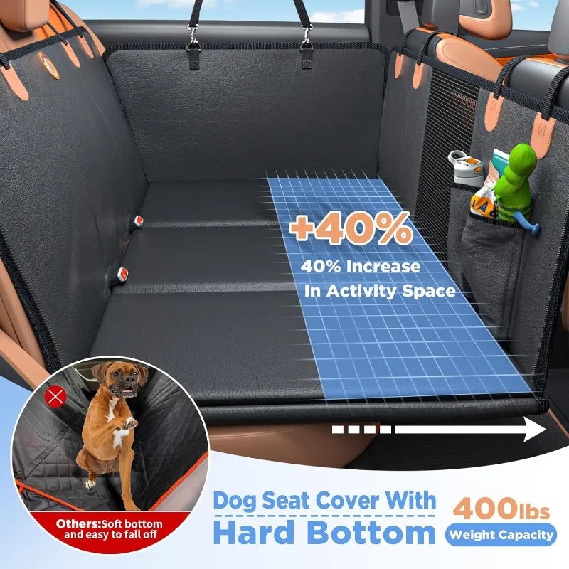 Back Seat Extender for Dogs, Waterproof Dog Car Seat Cover for Back Seat with Hard Bottom, 2025 Upgraded Material, Anti Scratch,