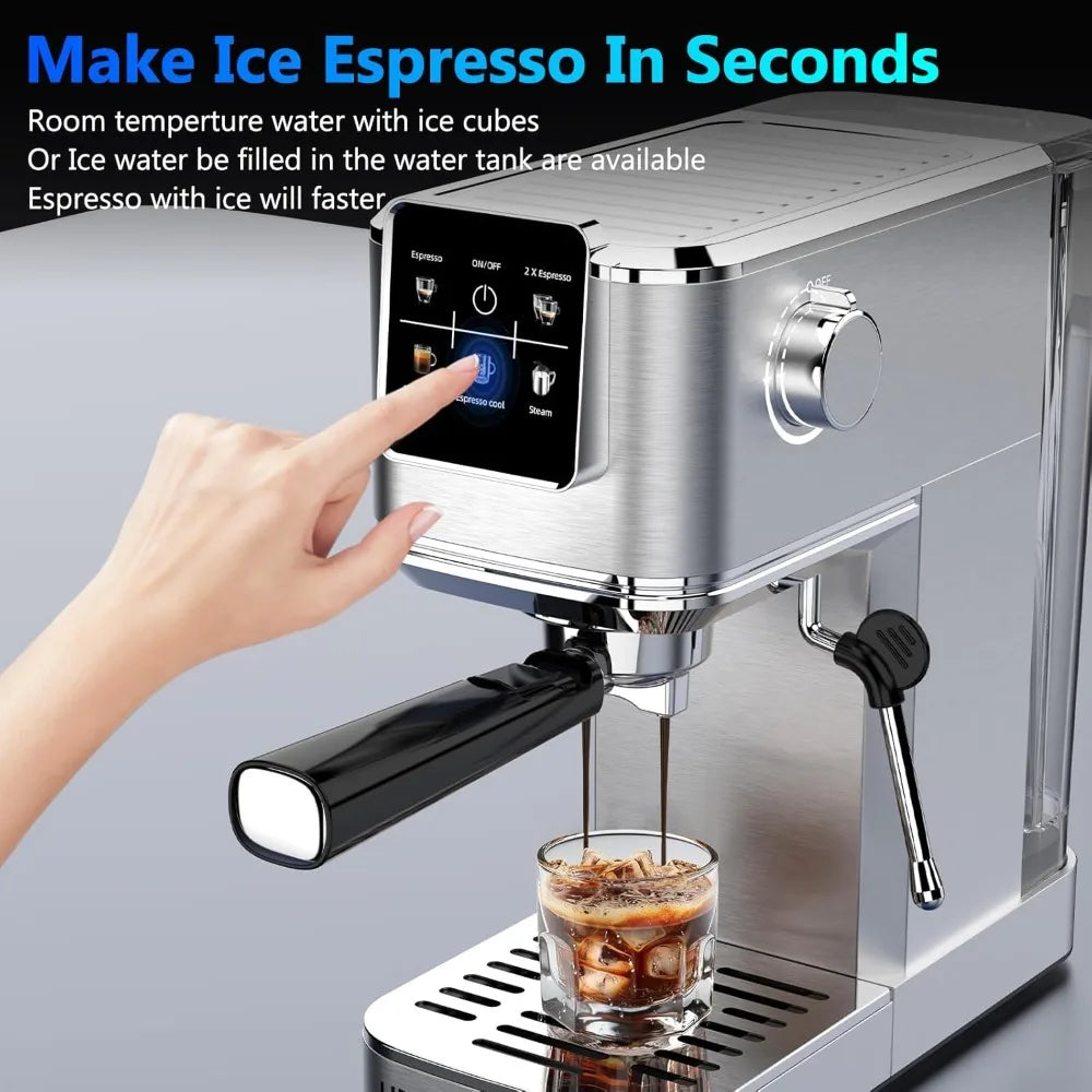 Hot sell.Espresso Machine 20 Bar,Touch Screen Espresso Maker with Steam Milk Frother,Stainless Steel Coffee Machine