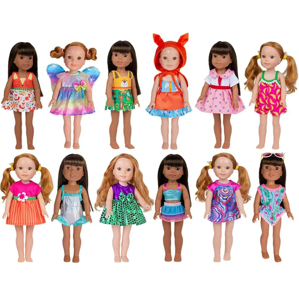 12Pcs Baby Doll Clothes Baby Doll Dresses Handmade Girl Doll Princess Dress Colorful Dolls Outfits for 10-12in Alive Baby Dolls