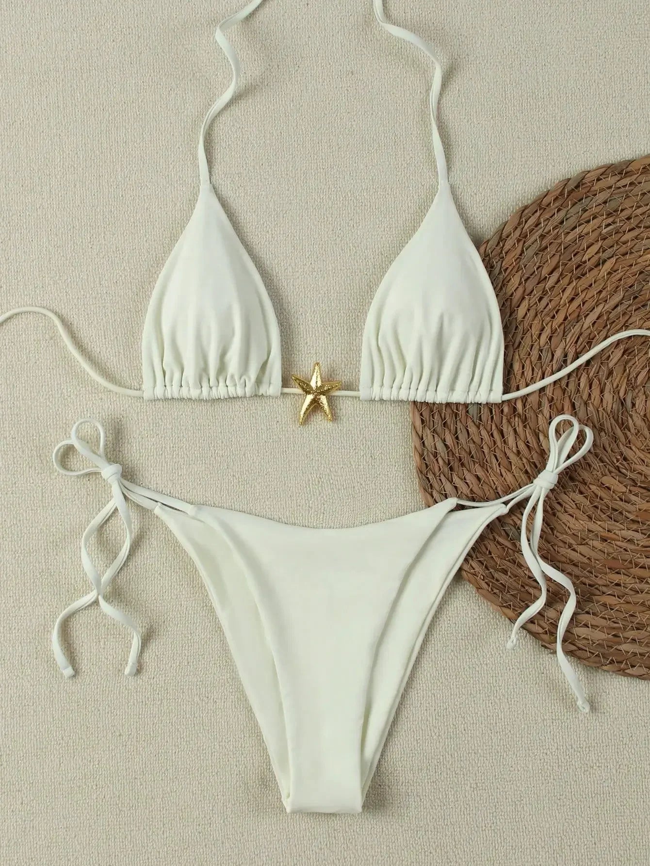 2025 New Summer Swimwear Bikini Set Sexy Print Backless Bikini 2 Piece Set Women Laced Up Split Swimsuit High Waist Beach Bikini
