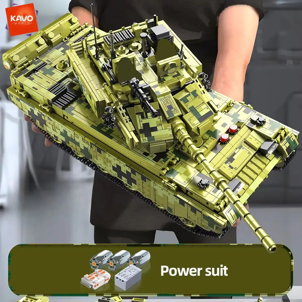 KAVOWORLD 2042pcs Simulated Main Battle Tank Building Block Military Army Car Truck Bricks Toy City Construction Bricks Kidd Gif