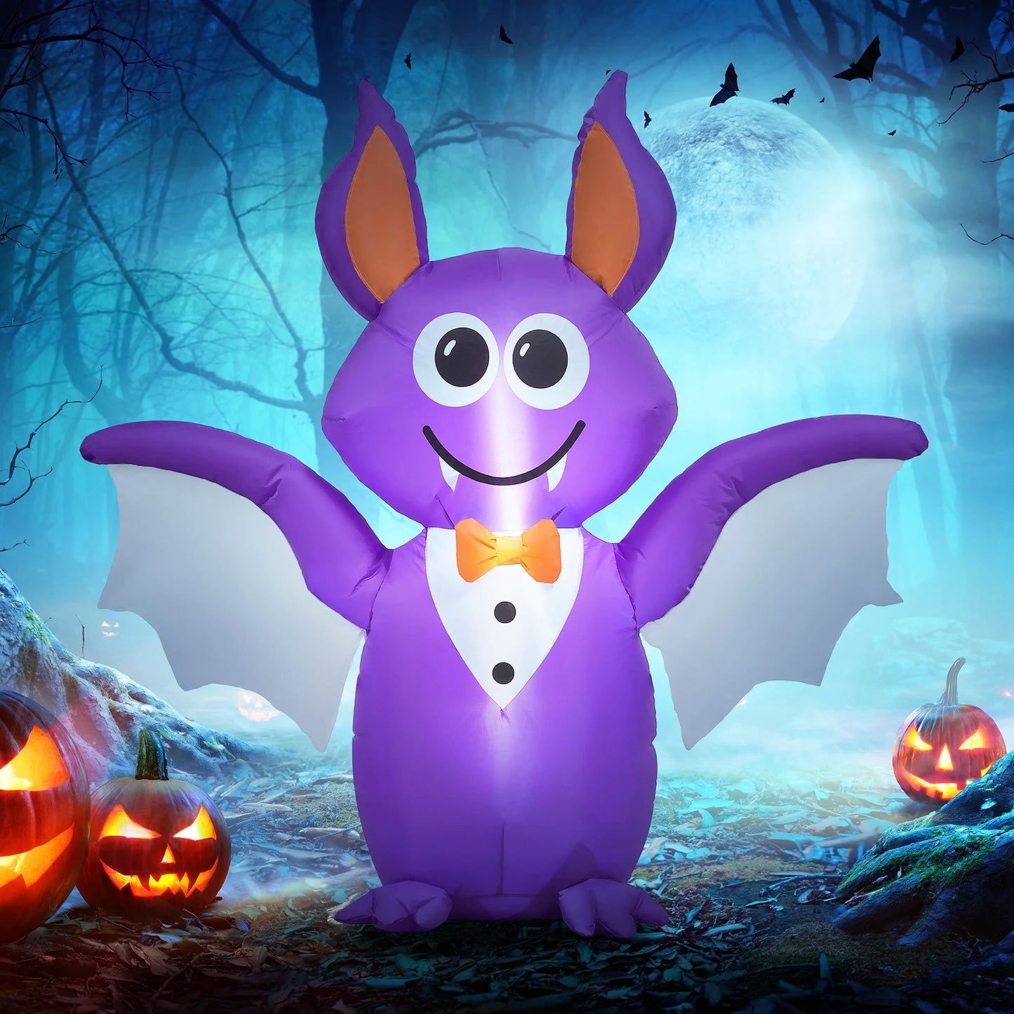 Outsunny 6ft Inflatable Halloween Bat, Blow Up Outdoor LED Yard Display, Waterproof